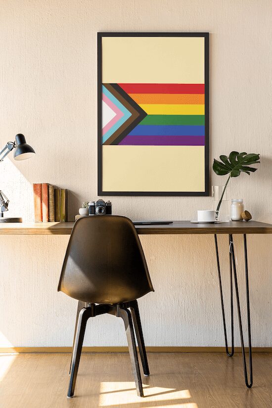 BIPOC flag in LGBTQ owned business office