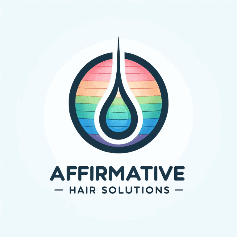 DALL·E 2023 11 01 00.30.28 Vector illustration of a professional logo for Affirmative Hair Solutions. The design includes a minimalist hair transplant illustration with subtle 768x768